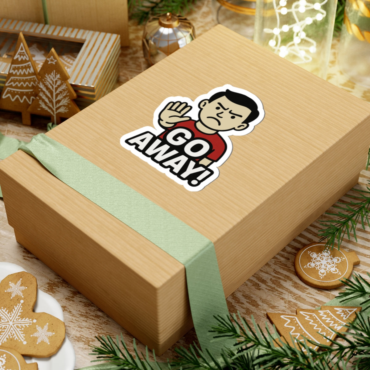 Funny Go Away Kiss-Cut Stickers, Laptop Decals, Humorous Stickers, Room Decor, Cool Gifts for Friends