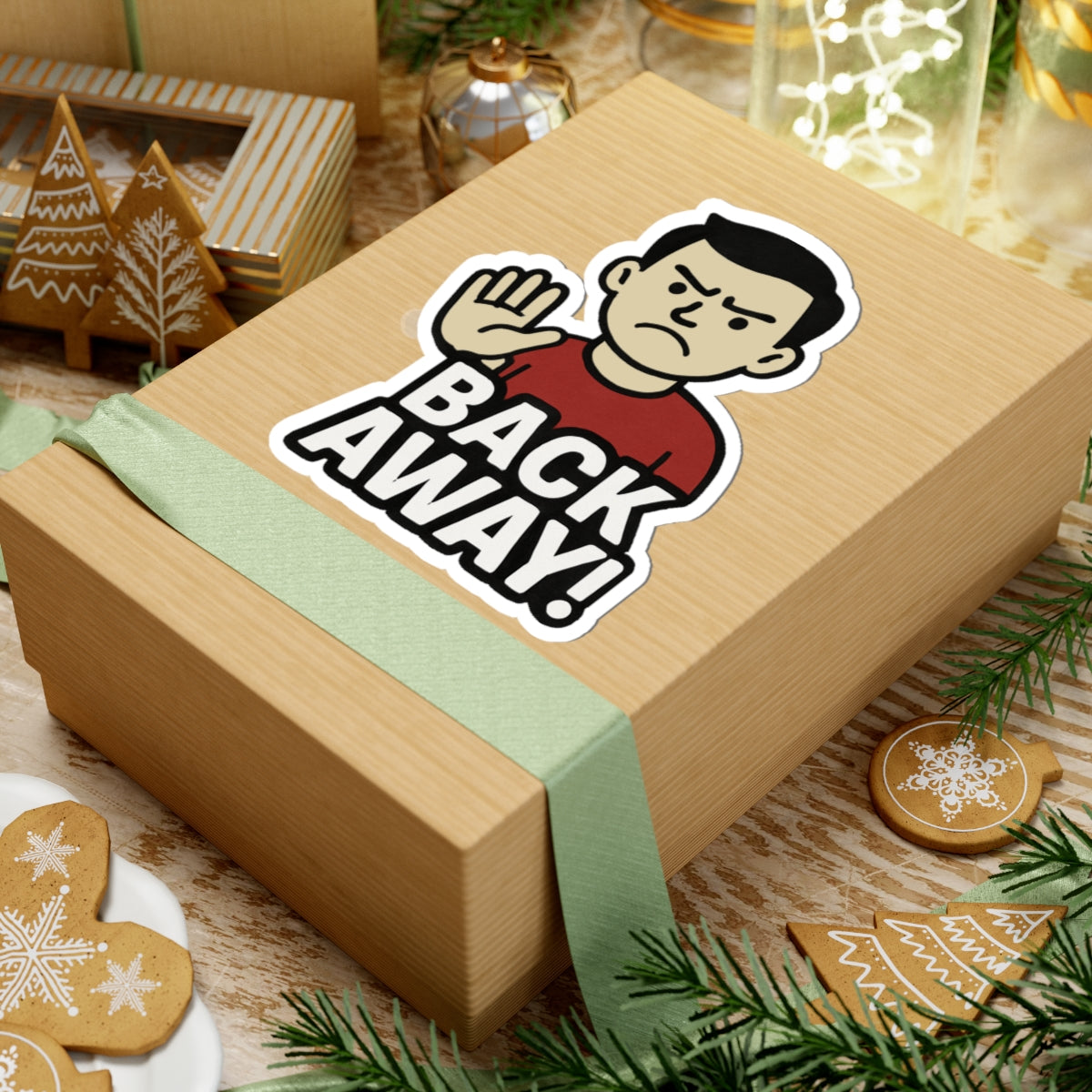 Funny Back Away Kiss-Cut Stickers, Laptop Decor, Gift for Friends, Humorous Wall Art, Fun Party Favors