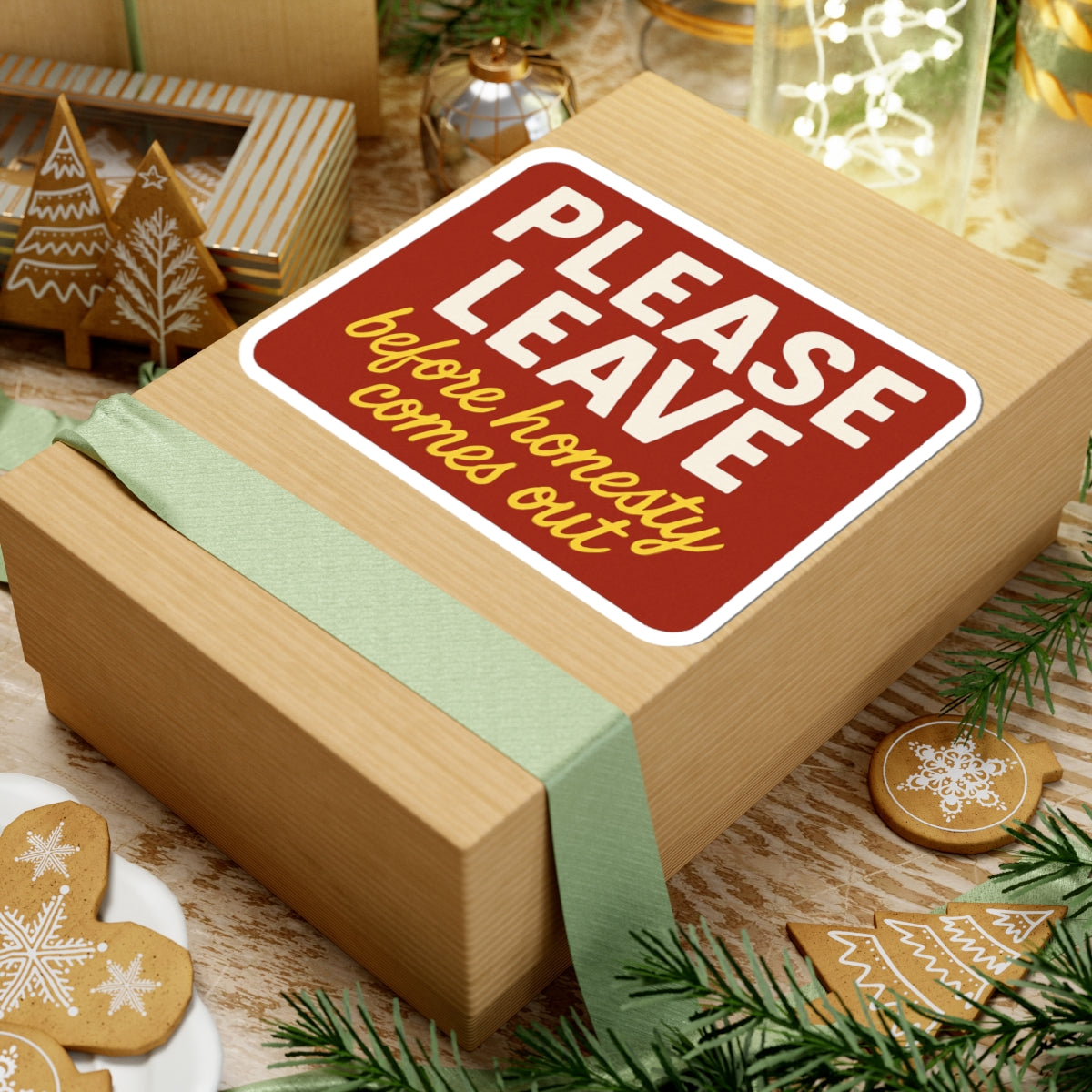 Please Leave Kiss-Cut Stickers - Humorous Decal for Laptops, Water Bottles, Notebooks, Gifts, Wall Art