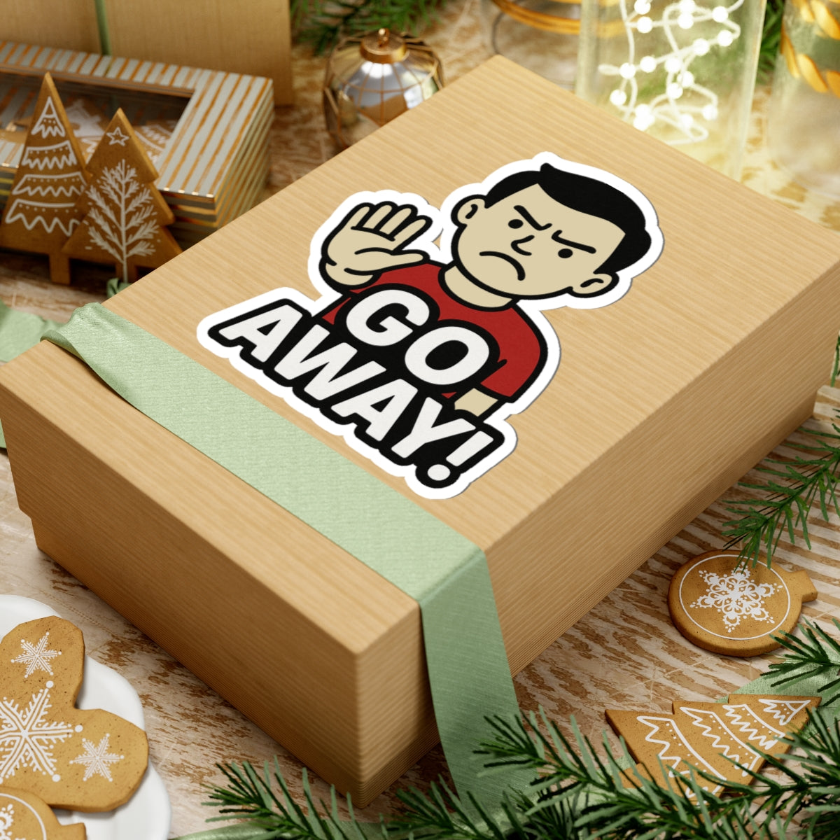 Funny Go Away Kiss-Cut Stickers, Laptop Decals, Humorous Stickers, Room Decor, Cool Gifts for Friends