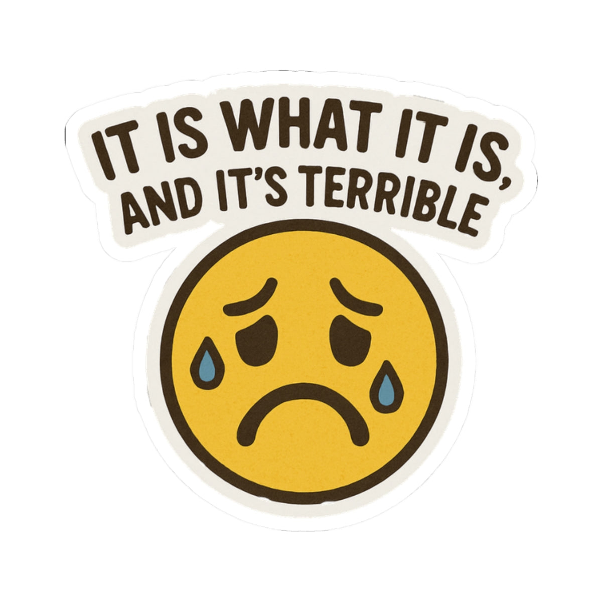 Sad Emoji Kiss-Cut Stickers | Cute Laptop Decals, Humorous Vinyl Stickers, Gifts for Friends, Funny Sticker Pack