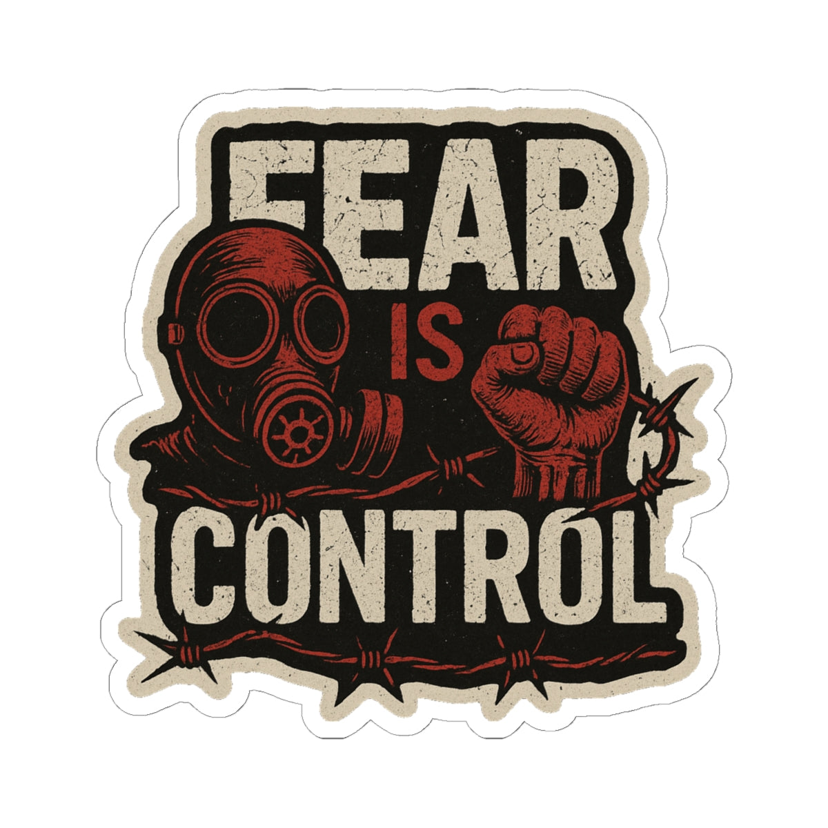 Rebellious Fear Is Control Stickers | Motivational Laptop Decals, Unique Gifts for Rebels, Edgy Home Decor, Punk Accessories