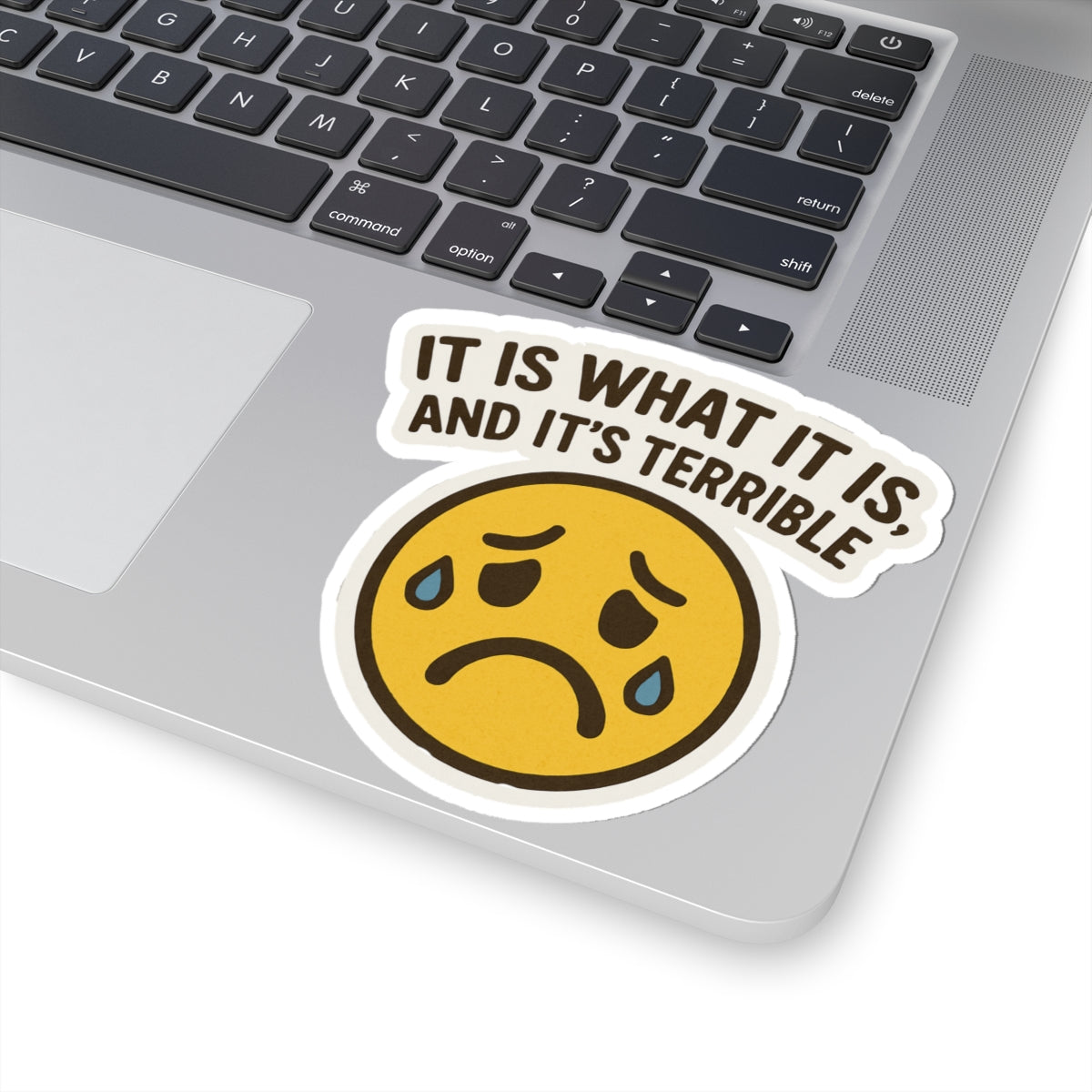 Sad Emoji Kiss-Cut Stickers | Cute Laptop Decals, Humorous Vinyl Stickers, Gifts for Friends, Funny Sticker Pack