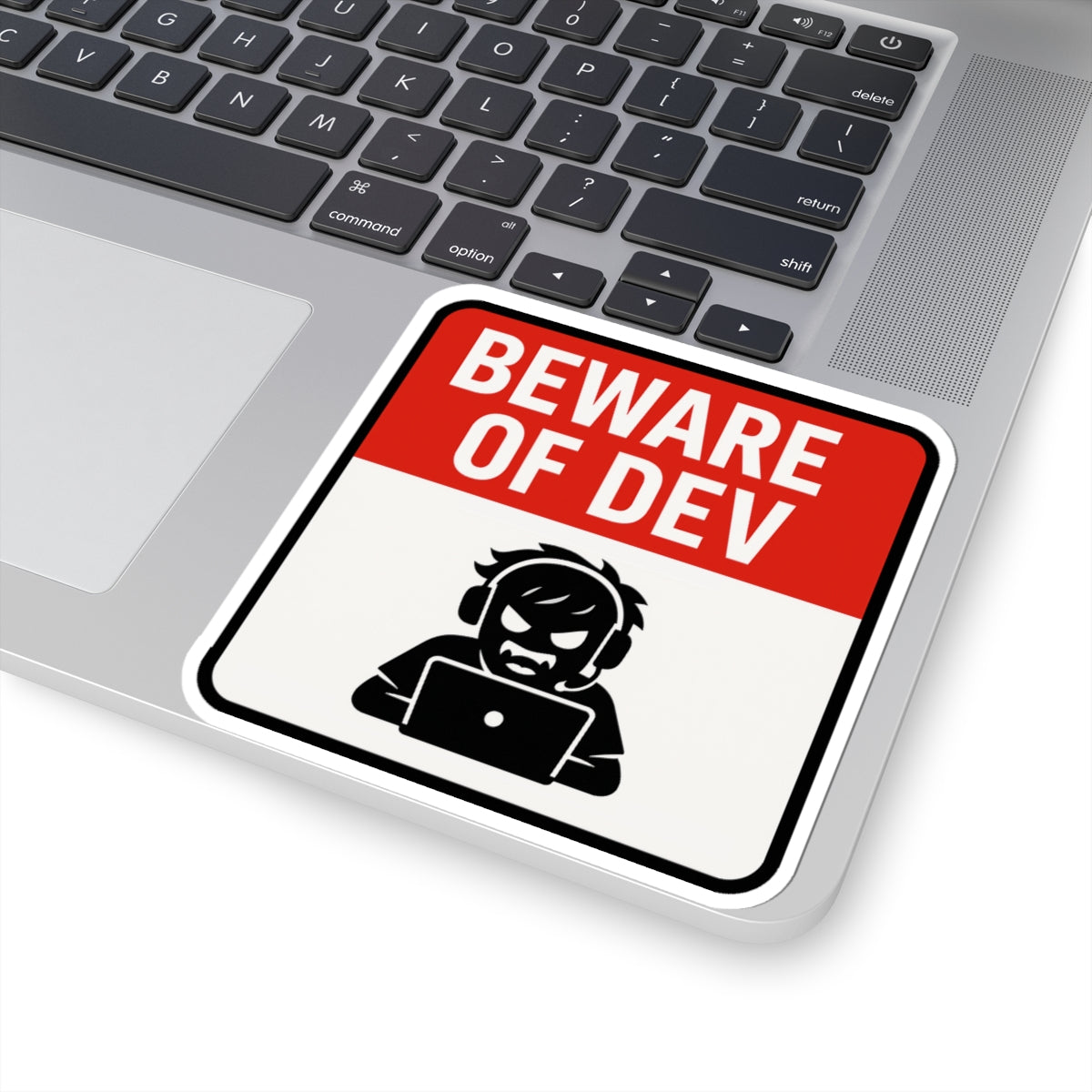 Beware of Dev Kiss-Cut Stickers - Fun Tech Humor, Laptop Decals, Programmer Gift, Geeky Decor, Creative Office Supplies