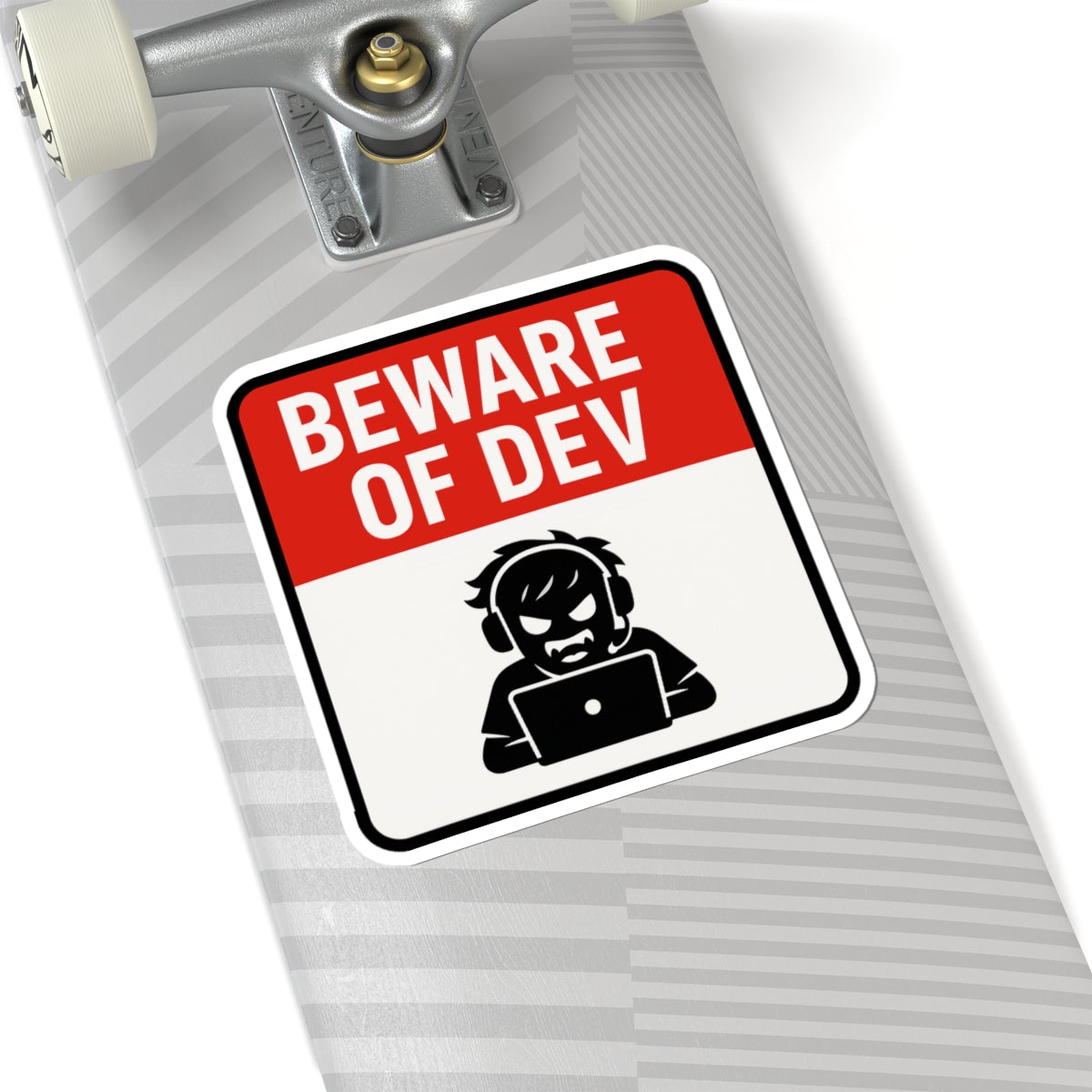 Beware of Dev Kiss-Cut Stickers - Fun Tech Humor, Laptop Decals, Programmer Gift, Geeky Decor, Creative Office Supplies