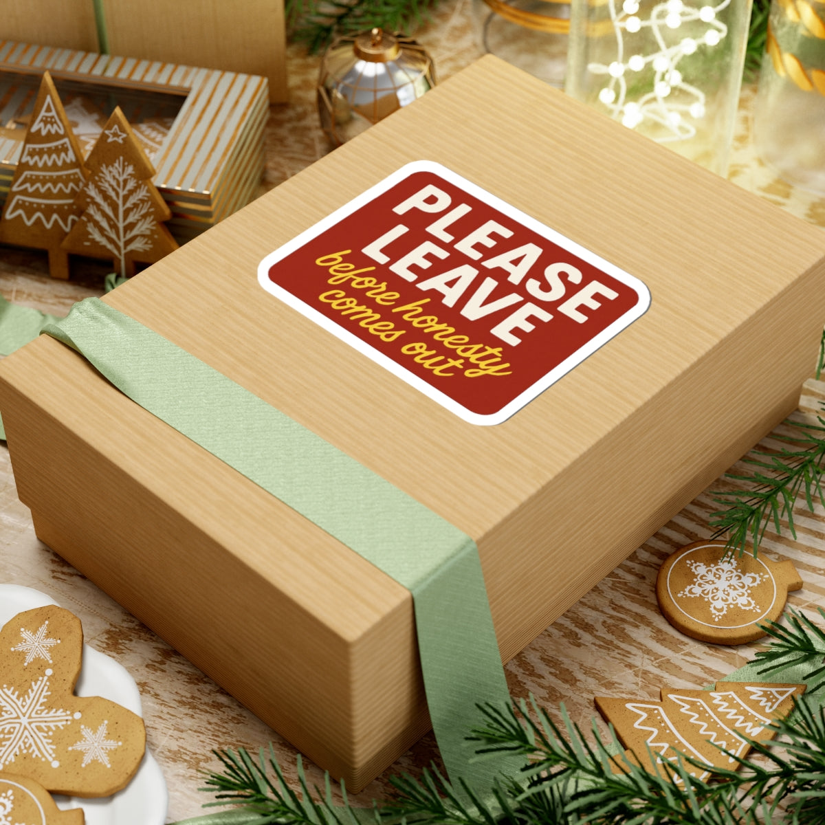 Please Leave Kiss-Cut Stickers - Humorous Decal for Laptops, Water Bottles, Notebooks, Gifts, Wall Art