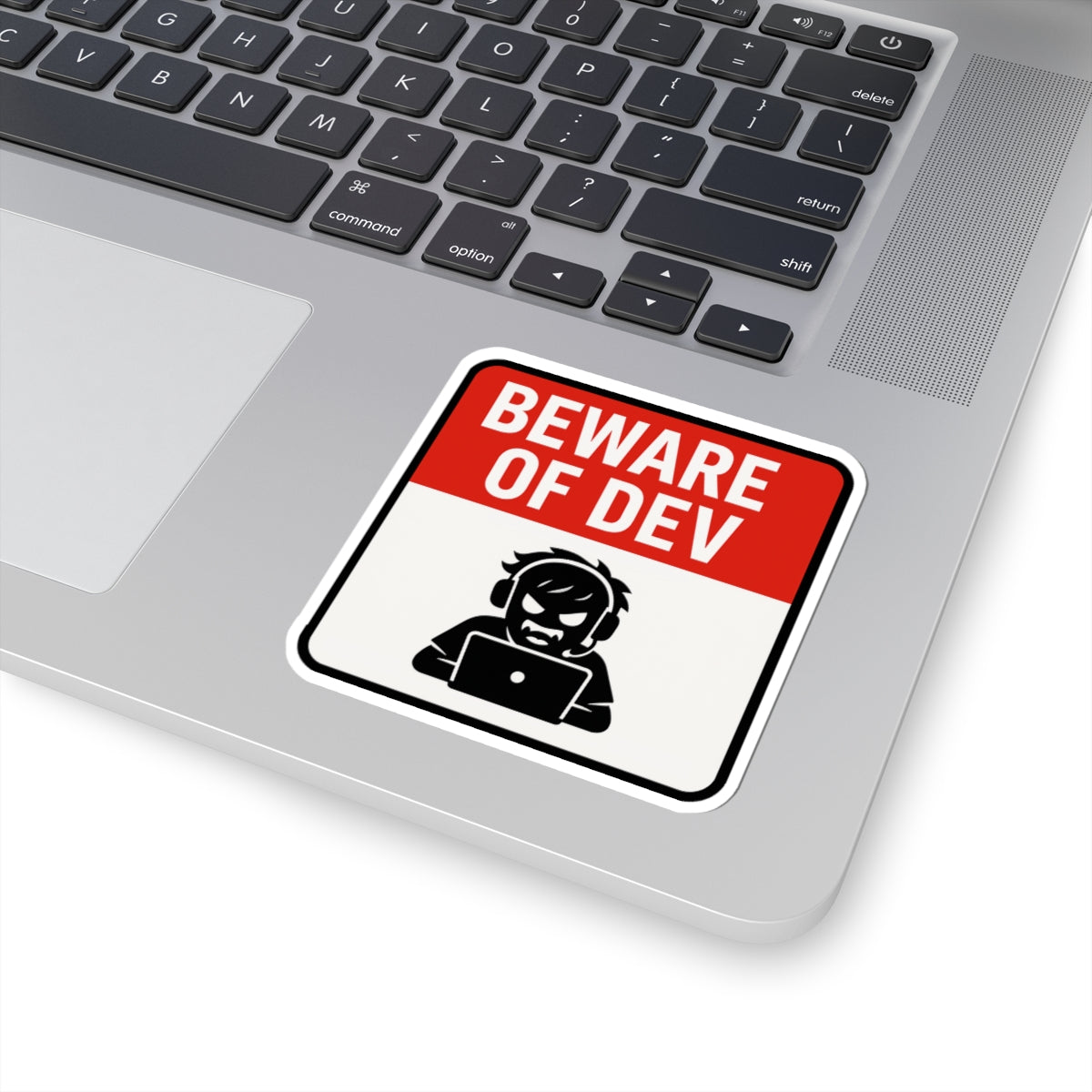 Beware of Dev Kiss-Cut Stickers - Fun Tech Humor, Laptop Decals, Programmer Gift, Geeky Decor, Creative Office Supplies